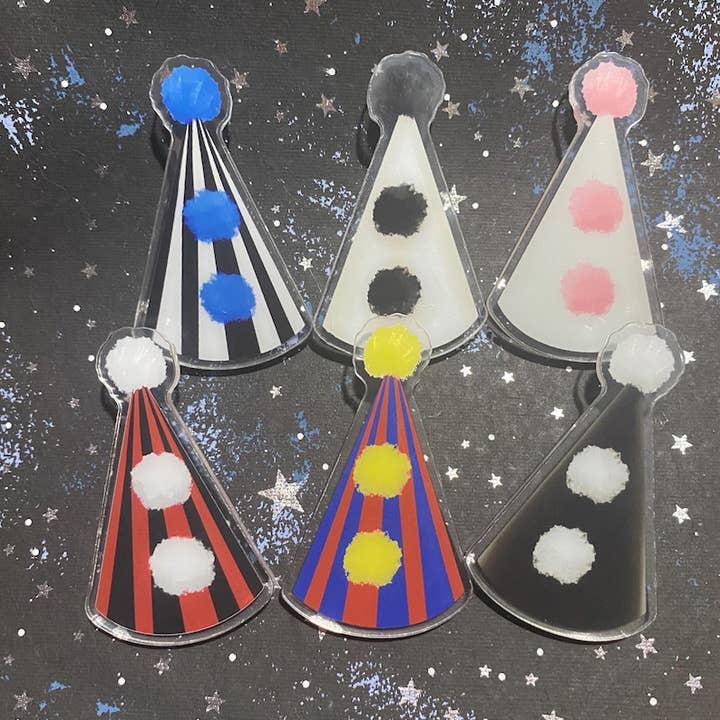 AstroManatee Shop - Wholesale Hair Clip - Women's - 3" Clown Hat Hair Clips // whimsical fashion accessory // clown aesthetic