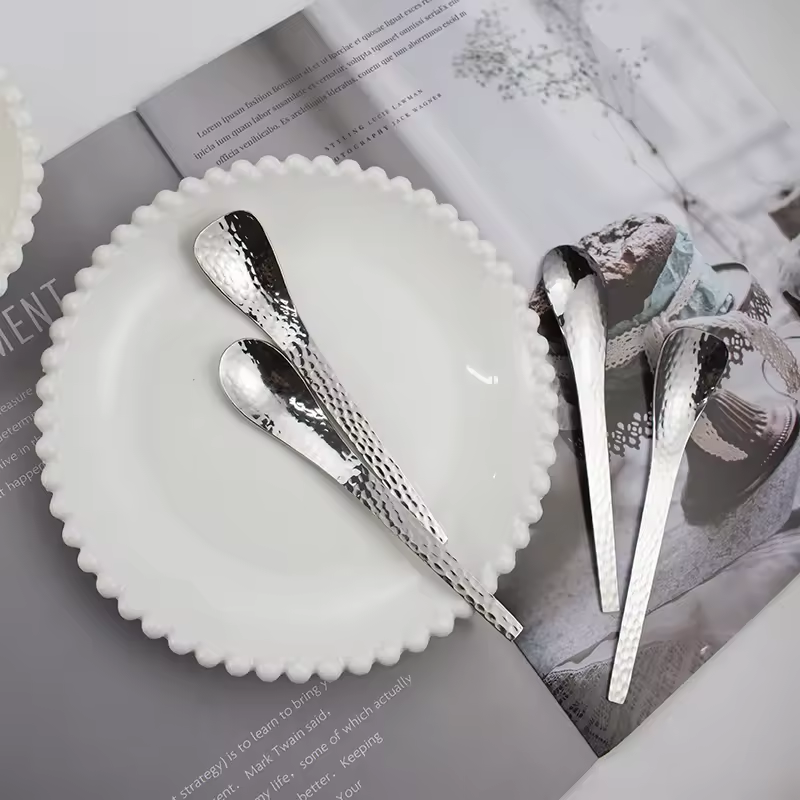 Sostraw & SmartThings - Wholesale Table Spoon (Cutlery) - Hammered Spoon - 2 shapes - 4 colors - Coffee, Tea, Desserts6