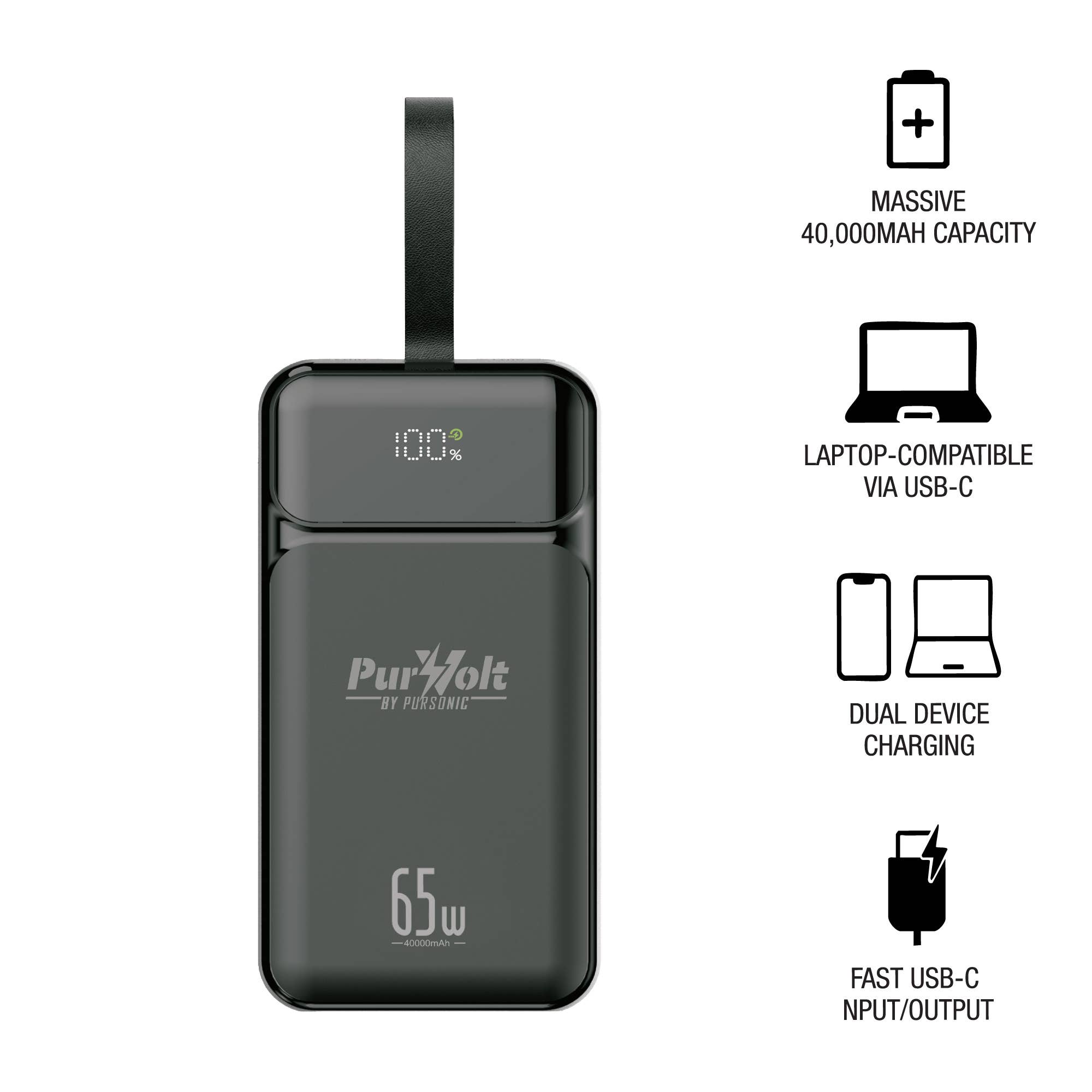Pursonic - Venta al por mayor Cargadores portátiles - PurVolt Power Bank de Ultra Alta Capacidad de 40.000 mAh1