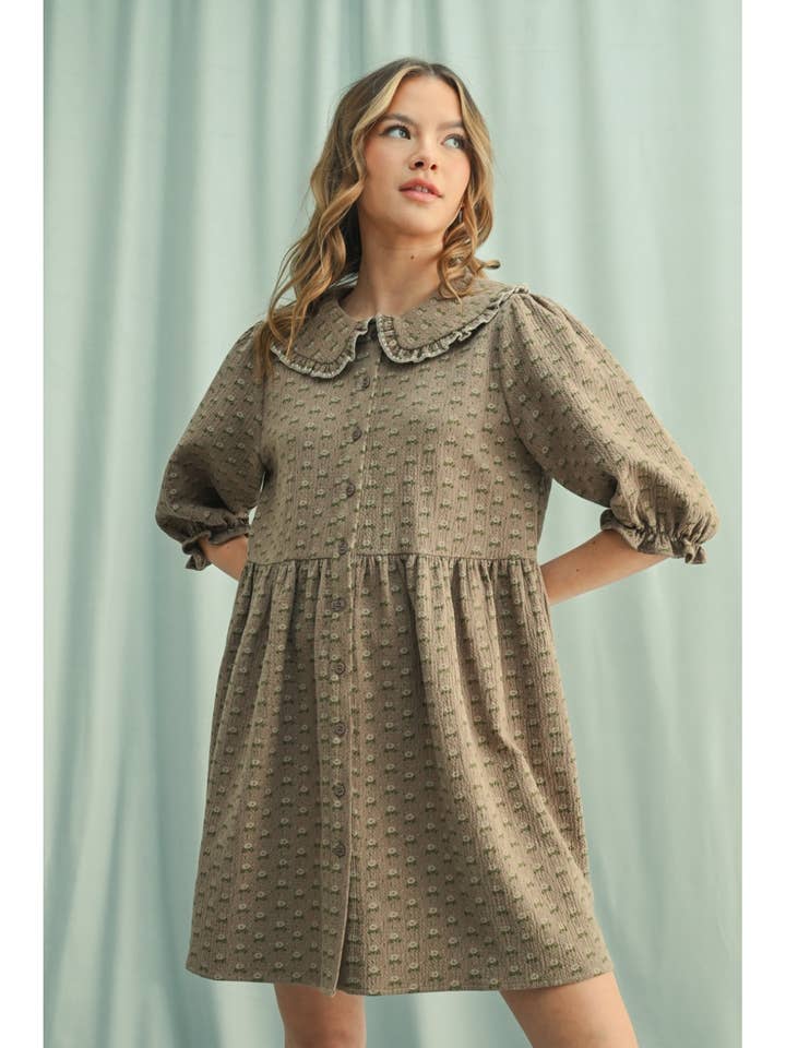 FLORAL PETER PAN COLLAR MINI DRESS / WL25-11173 for wholesale by Wishlist Apparel