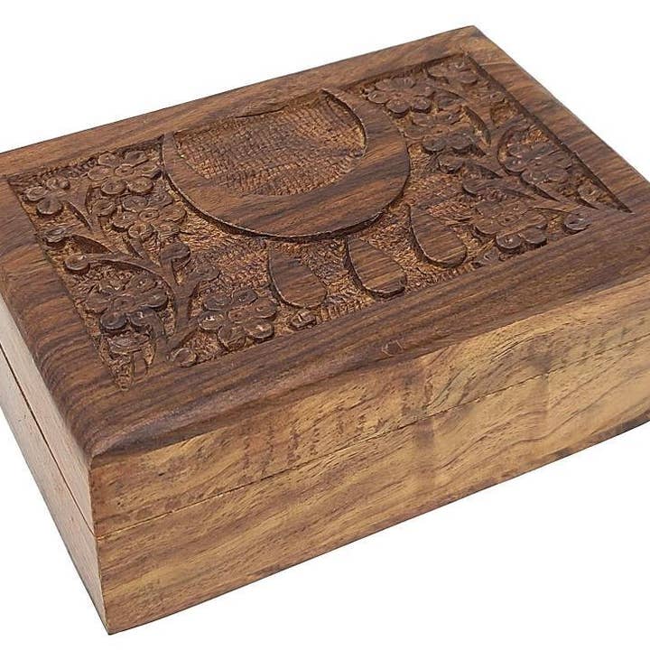 Cloud Apartments - Wholesale Decorative Box - Blessing Symbol Wooden Carved Box - 4x6 Inches