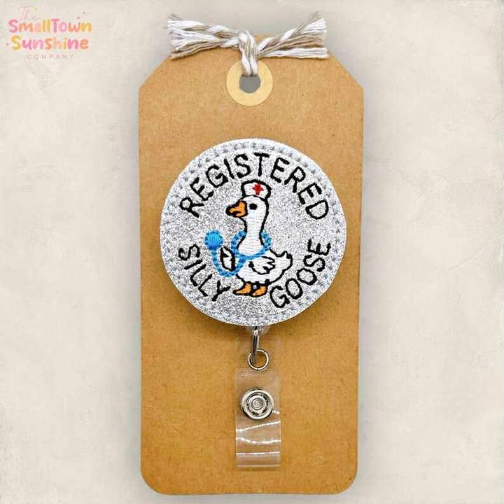 Registered Silly Goose Badge Reel //Grey for wholesale by The SmallTownSunshine Company