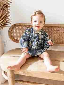 Yo Baby - Wholesale Jumpsuit – Baby - Grey Floral Printed Front Lace Long Sleeve Baby Romper : Infant : Baby1