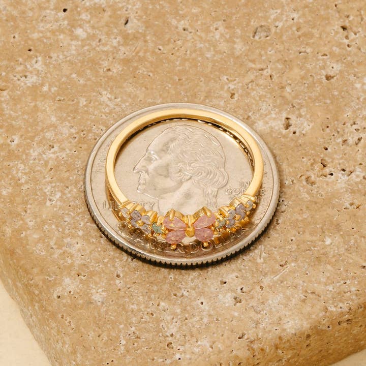 G Goldgetauchter Cz Blumen-Schleifenband-Ring für den Großhandel auf Faire1