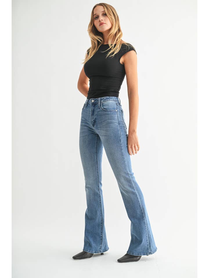 JUST BLACK DENIM - Wholesale Jeans - Women's - BP218J - MED - Skinny Flare2