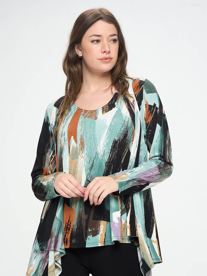 Jostar - Wholesale Jacket - Women's - BNS Brush Strokes Print Mid Cut Jacket - 428BN-LRP1-W379