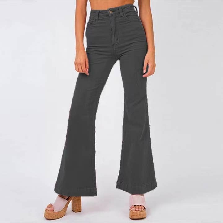 HIDDENBRAND - Wholesale Pants - Women's - Corduroy Flared Wide-Leg Pants3