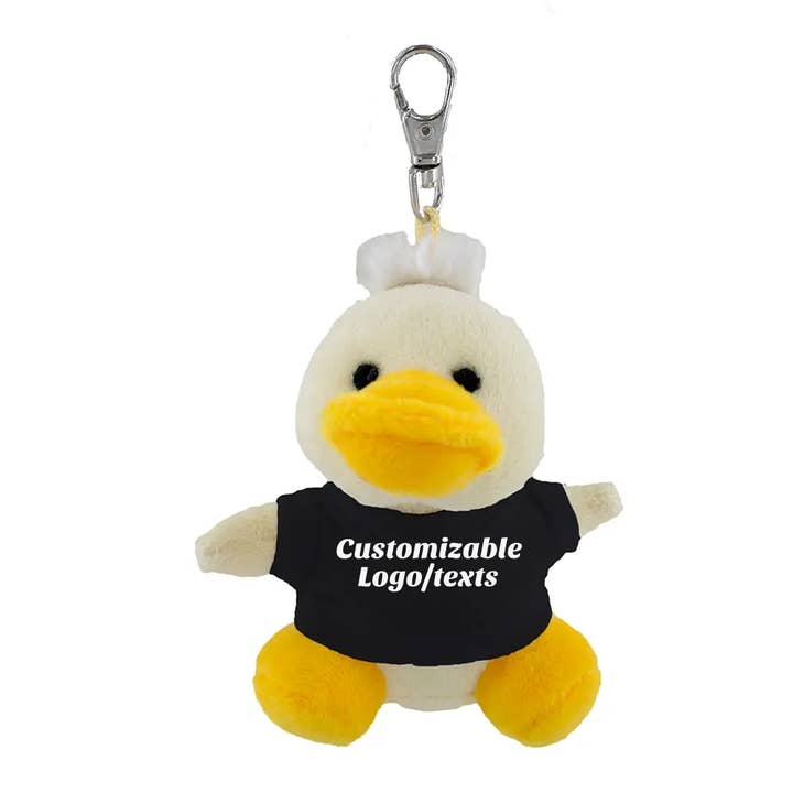 Llavero de Peluche de Pato Personalizado de 4″ con Camisetas Personalizadas para venta al por mayor de Plushland