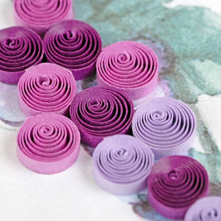 Quilling Card – wholesale Everyday greeting card – Quilled Purple Grapes & Bluebirds Greeting Card2