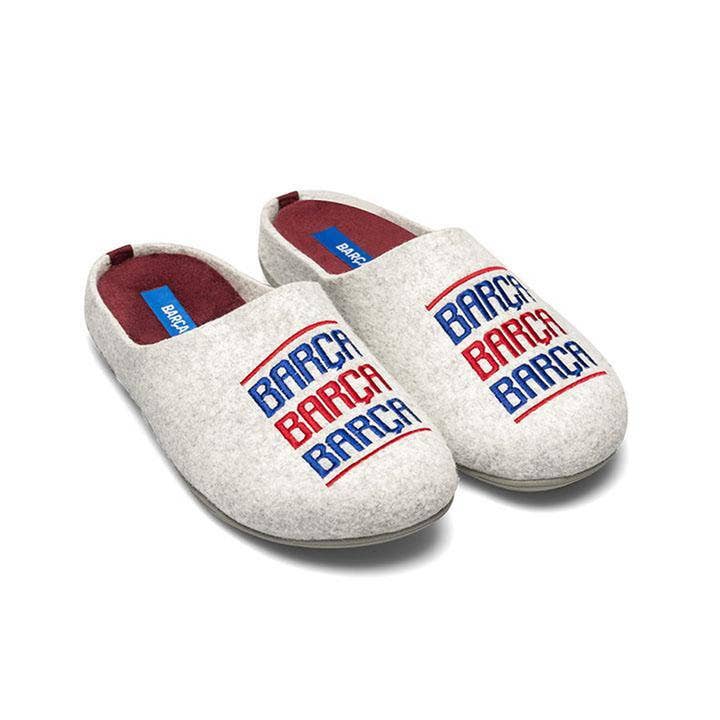 Marpen Slippers - Venta al por mayor Zapatillas para casa - Hombre - Zapatillas FC Barcelona Gris Barça Letras