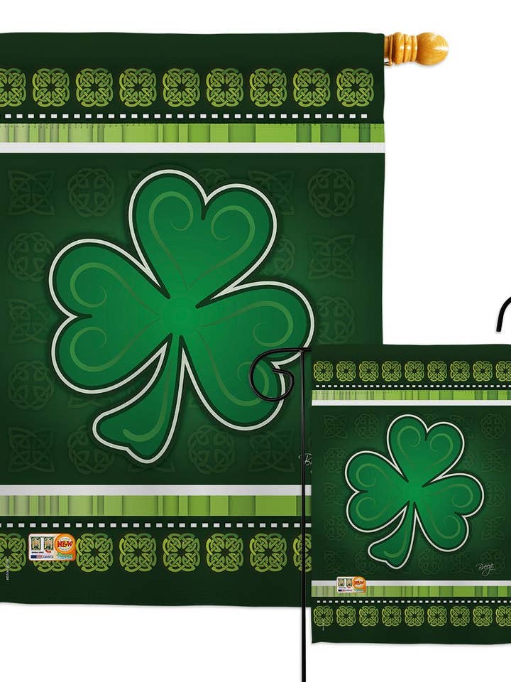 Shamrock Springtime St Patrick Decor Flag for wholesale by Two Group Flag Co