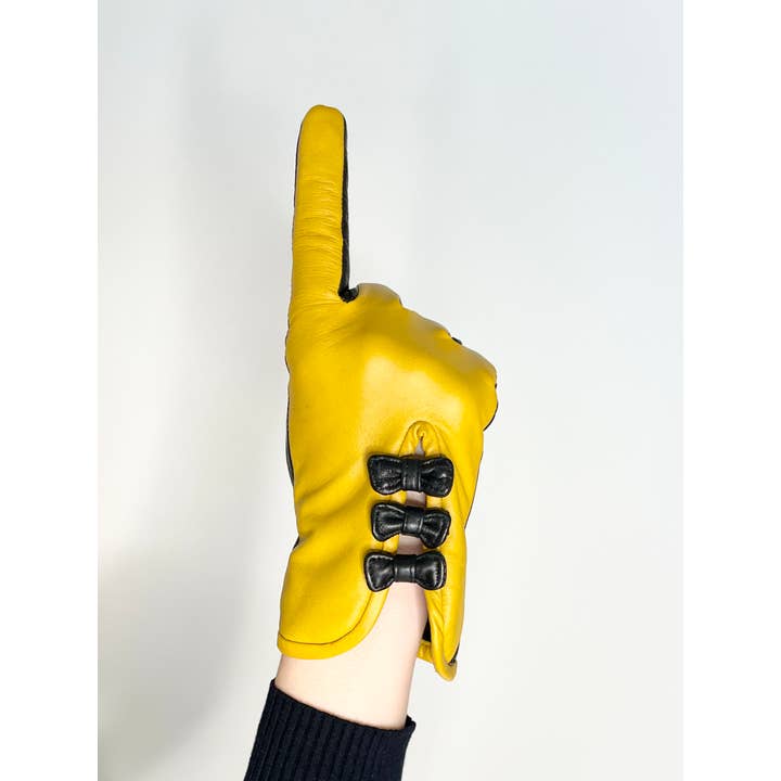 Lola Ramona - Wholesale Gloves - Women's - Gloves Betty Bow - Curry/Black1