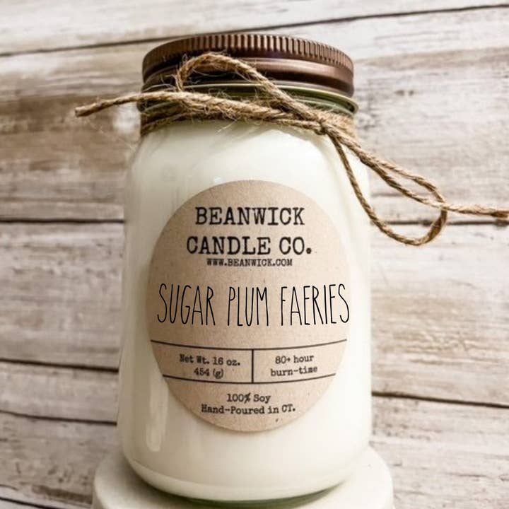 SUGAR PLUM FAERIES Sojakaars in Mason Jar Uniek cadeau voor wholesale door Beanwick Candle Co.