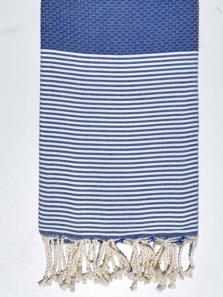 Fouta a nido d'ape blu con strisce per la vendita all'ingrosso da parte di Fouta Tunisia