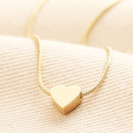Stainless Steel Mini Heart Pendant Necklace in Gold for wholesale by Lisa Angel