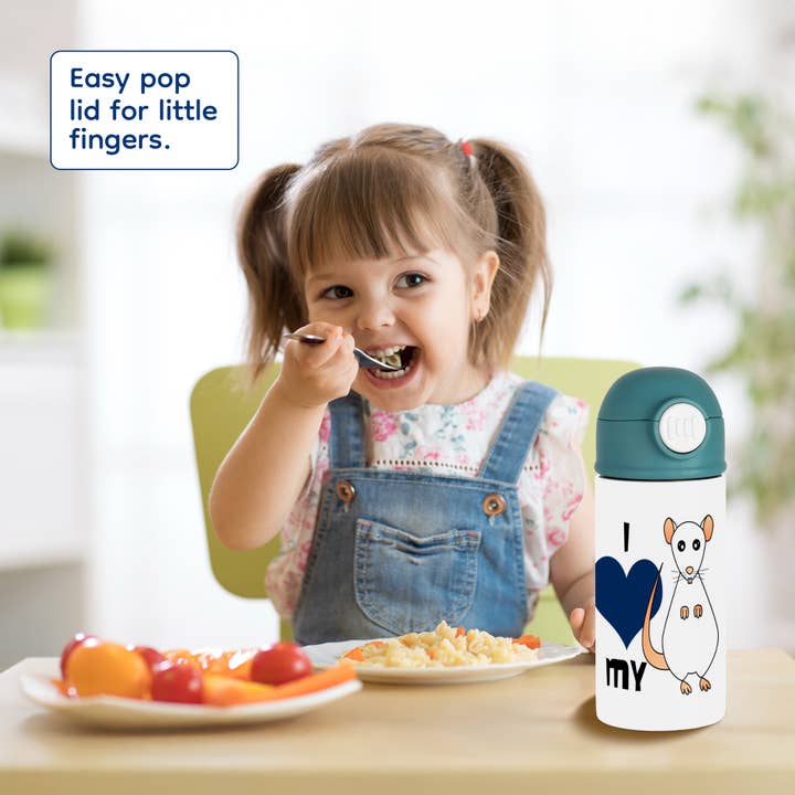 3dRose - Wholesale Water Bottle - 3dRose, Love My Rat White with Red Eyes, Kids Water Bottle7