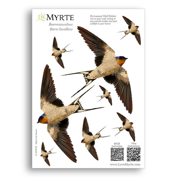 MYRTE - Wholesale Wall Decal/Stickers - Barn Swallows Illustration Wall Decal 1