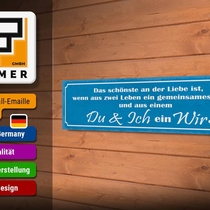 Femer - Wholesale Sign - Wooden sign saying 46x10 cm Liebe zwei Leben Du Ich ein Wir deco sign2