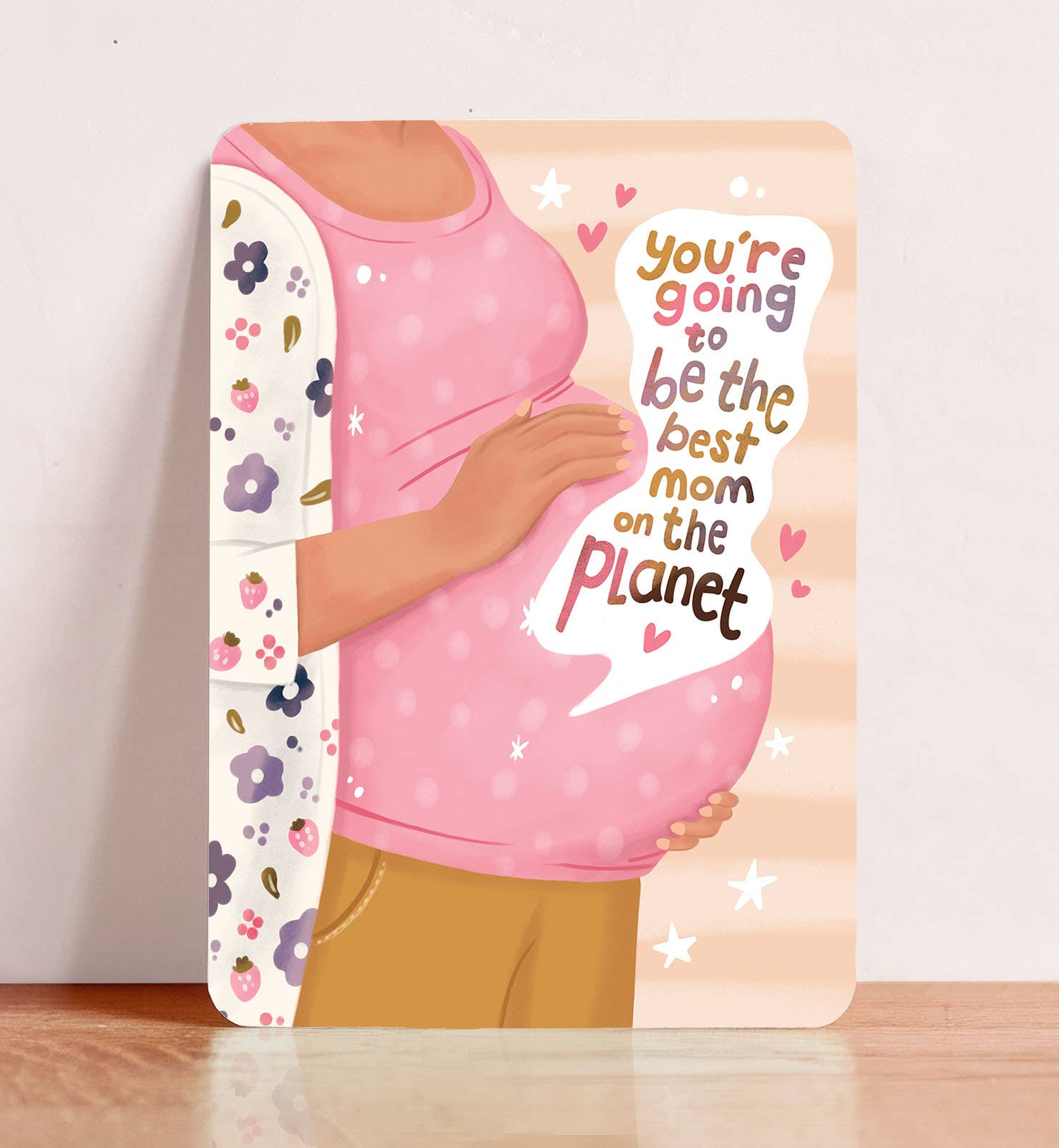 Aniet Illustration - Vendita all'ingrosso Biglietto di auguri per la nascita - Carta di auguri gravidanza pancia mamma cartolina1