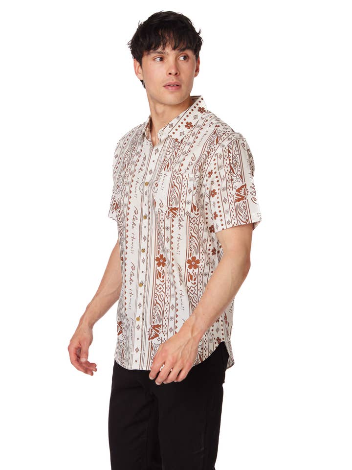 Hawk's Bay - Wholesale Button Down Shirt - Men's - Men's Woven Printed Short Sleeve Shirt