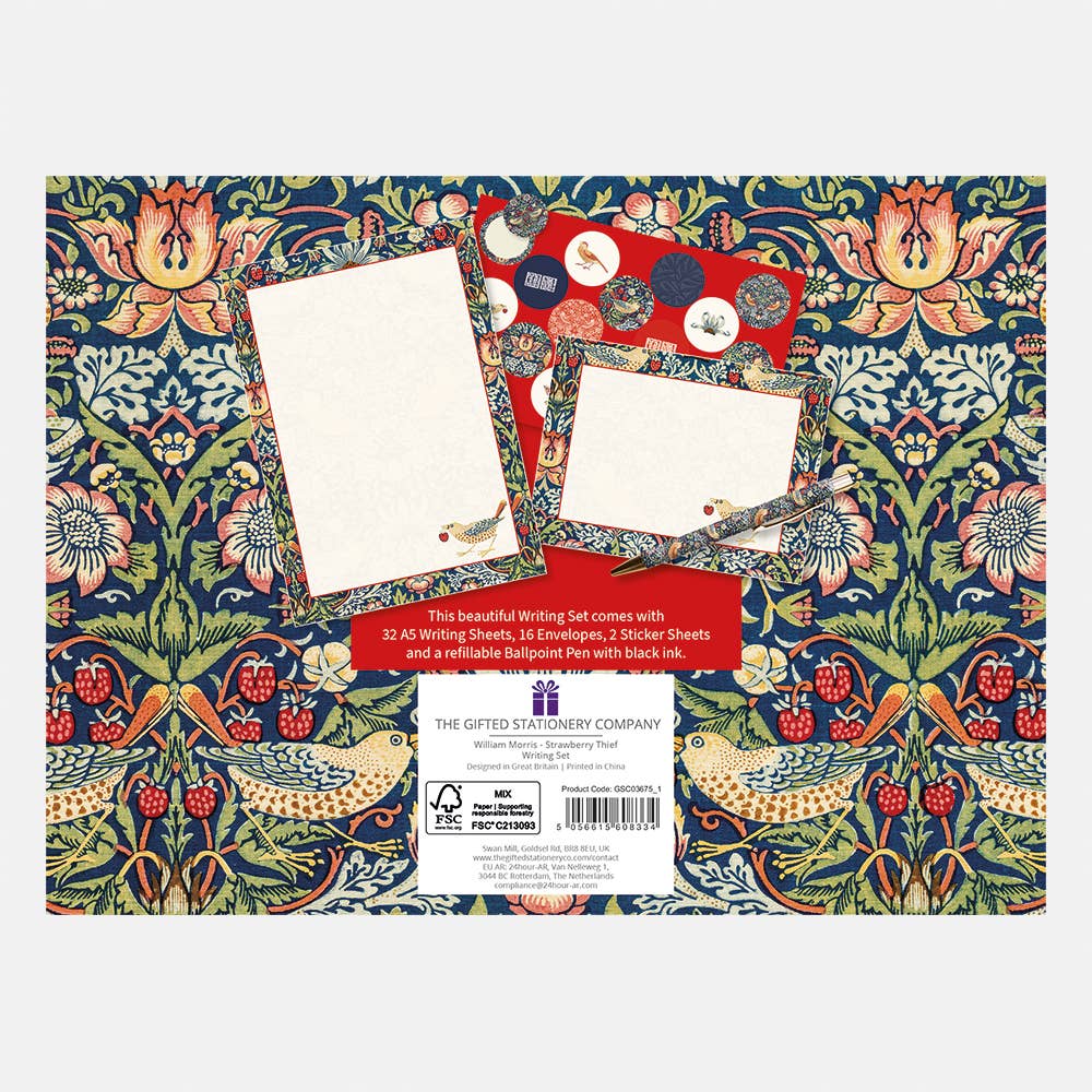 The Gifted Stationery Company - Wholesale Stationery/Notecard Set - Writing Set - William Morris - Strawberry Thief2