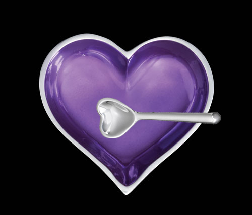 Inspired Generations - Wholesale Decorative Tabletop Object - February Amethyst Purple Birthstone Heart with Heart Spoon2