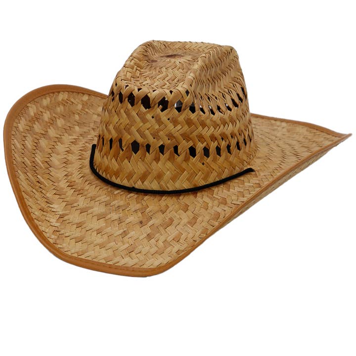 Cap Zone - Wholesale Cowboy Hat - Women's - Biggs Crown Stiff Natural Straw Outdoor Cowboy Hat