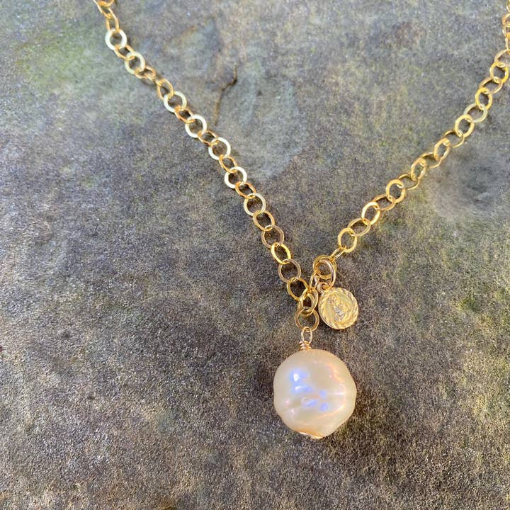 Pink Pearl Drop Necklace for wholesale by Beshea Beshea