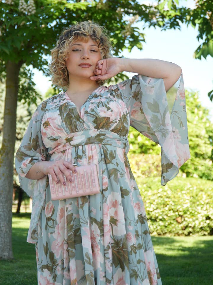 Robe longue à manches longues R1622 pour la vente par Invitadissimas