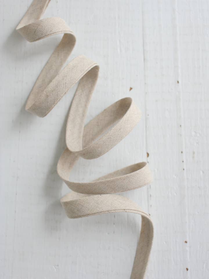 1/2" Double Fold Bias Binding - Natural Linen Cotton Beige for wholesale by Bessie Pearl Binding Co