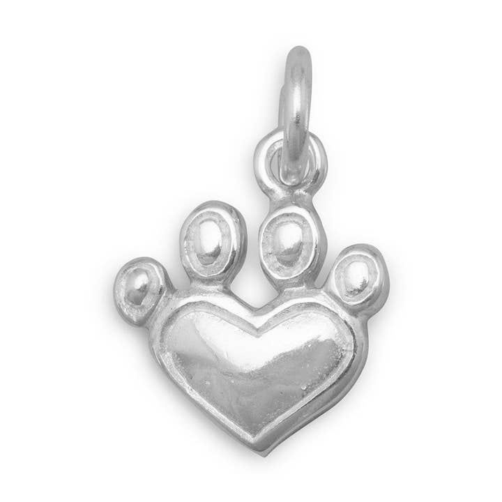 Silver or Gold Heart Paw Print Charm for wholesale by Silver Stars Collection