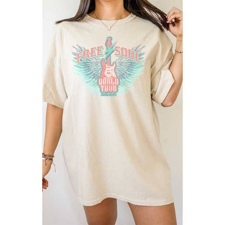 Retro Free Soul Oversized Graphic Tee for wholesale by Select Apparel