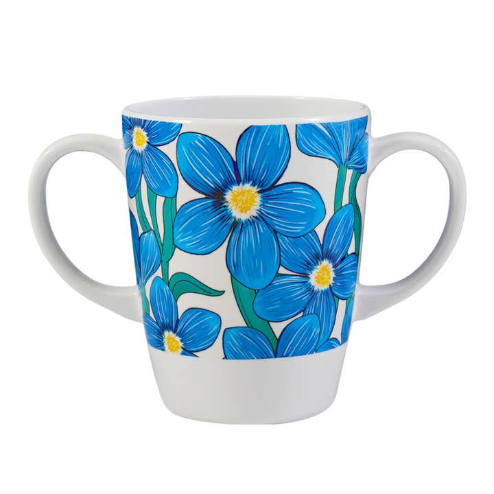 Two Handled Mug - Blue Floral for wholesale by Rosa Lifestyle