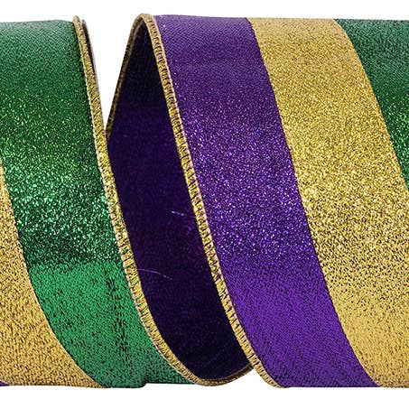 Mardi Gras Deluxe Metallic Wired Edge, Purple/gold/green for wholesale by RELIANT RIBBON