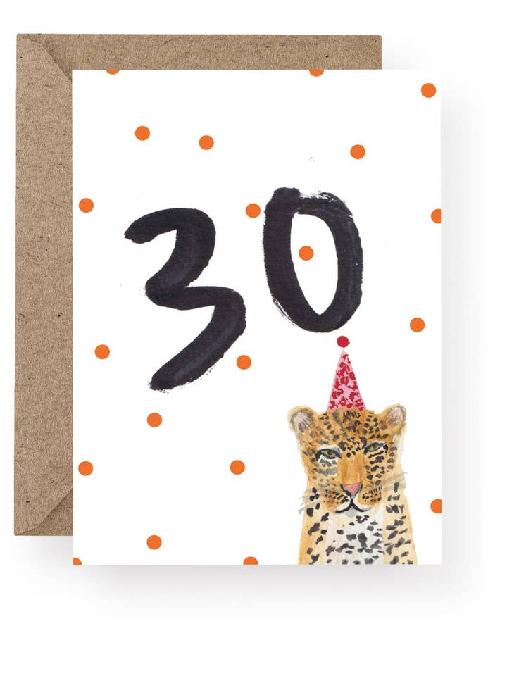 WS179 Leopard 30th Birthday Card for wholesale by Western Sketch
