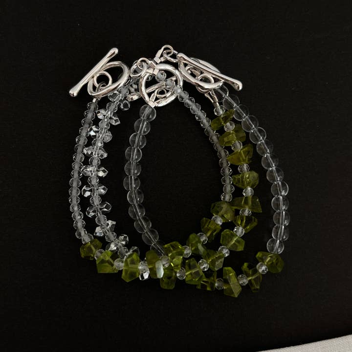 LoveGem Studio LLC - Wholesale Beaded Bracelet - Sunlit Abundance Bracelet – Premium Grade Peridot & Ice-Clear Quartz with Argentium Silver Toggle5