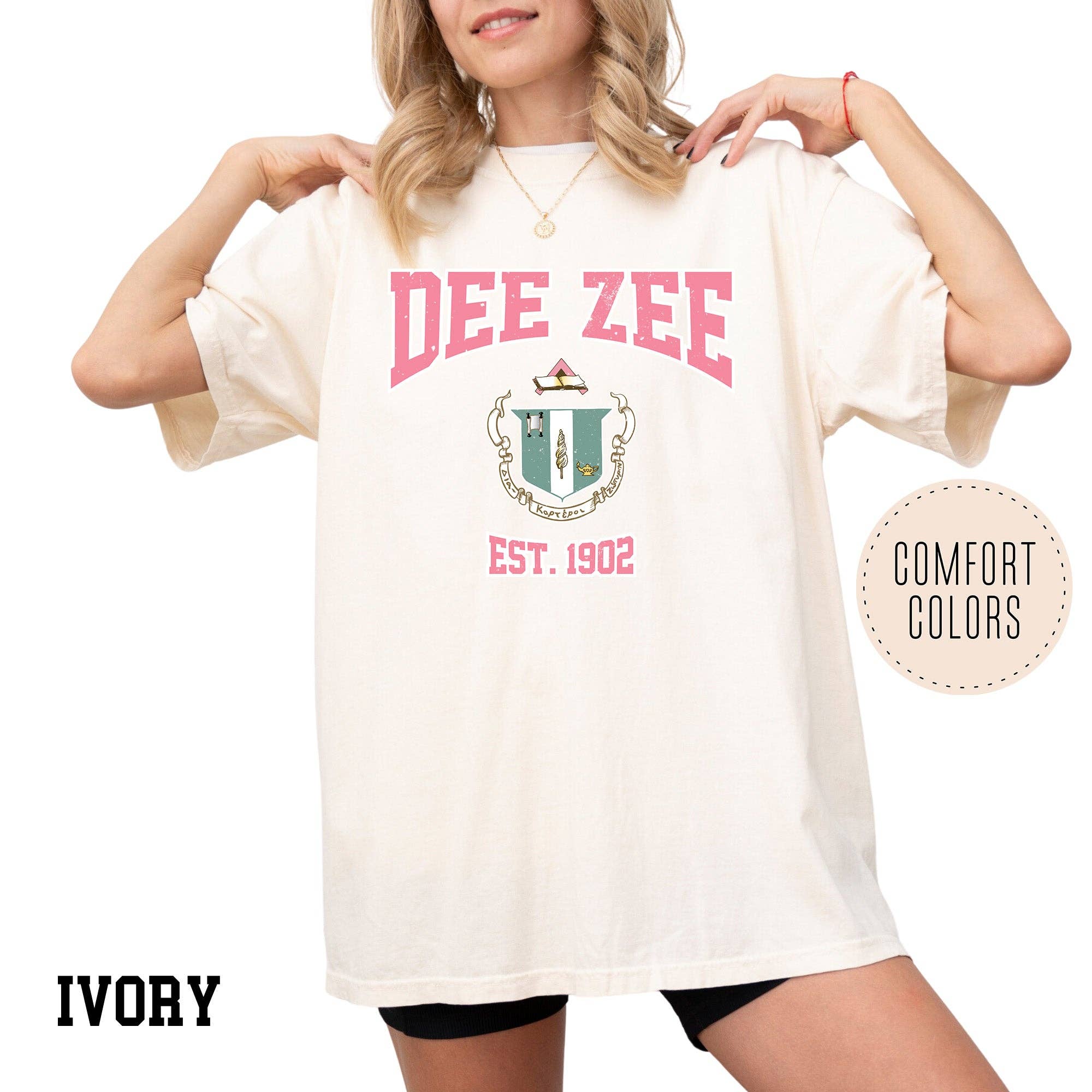 Kite and Crest - Vendita all'ingrosso Maglietta serigrafata - Donna - Maglietta della confraternita Legacy Luxe Comfort Colors13