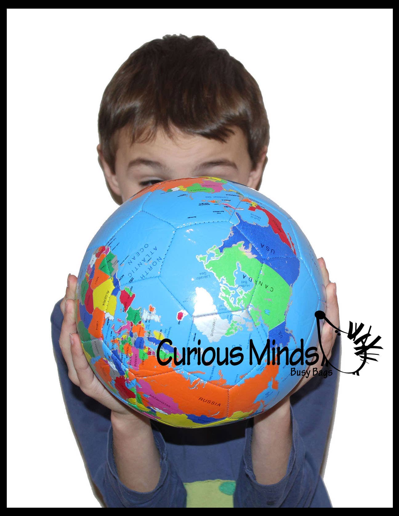 Curious Minds Toys - Vente Ballon de sport – enfant - 1 ballon de soccer Earth Globe - Ballon de sport de 8 pouces - Athlétisme en plein air1