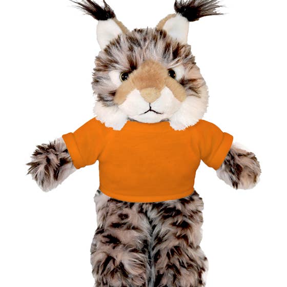 Plushland - Wholesale Stuffed/Plush Toy - Kids & Baby - Plush wild animal bobcat with customizable tee shirt 12"