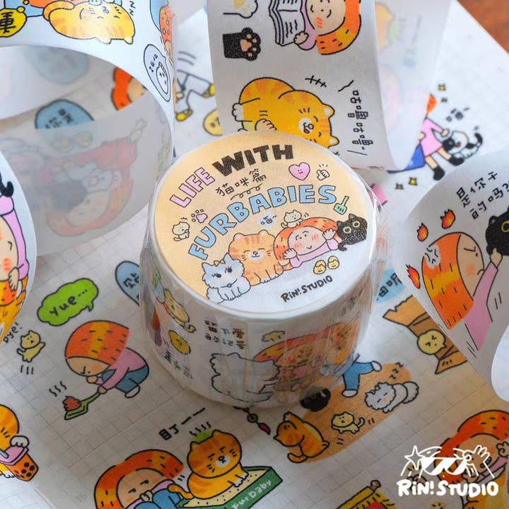 Katte Washi Tape | Livet med Pelsbabyer, Kawaii Journalføring for engroshandel hos RiN! Studio US