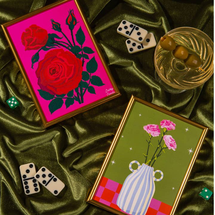 Lucky Goods Paper - Wholesale Art Print - Roses in Hot Pink Portrait Print6