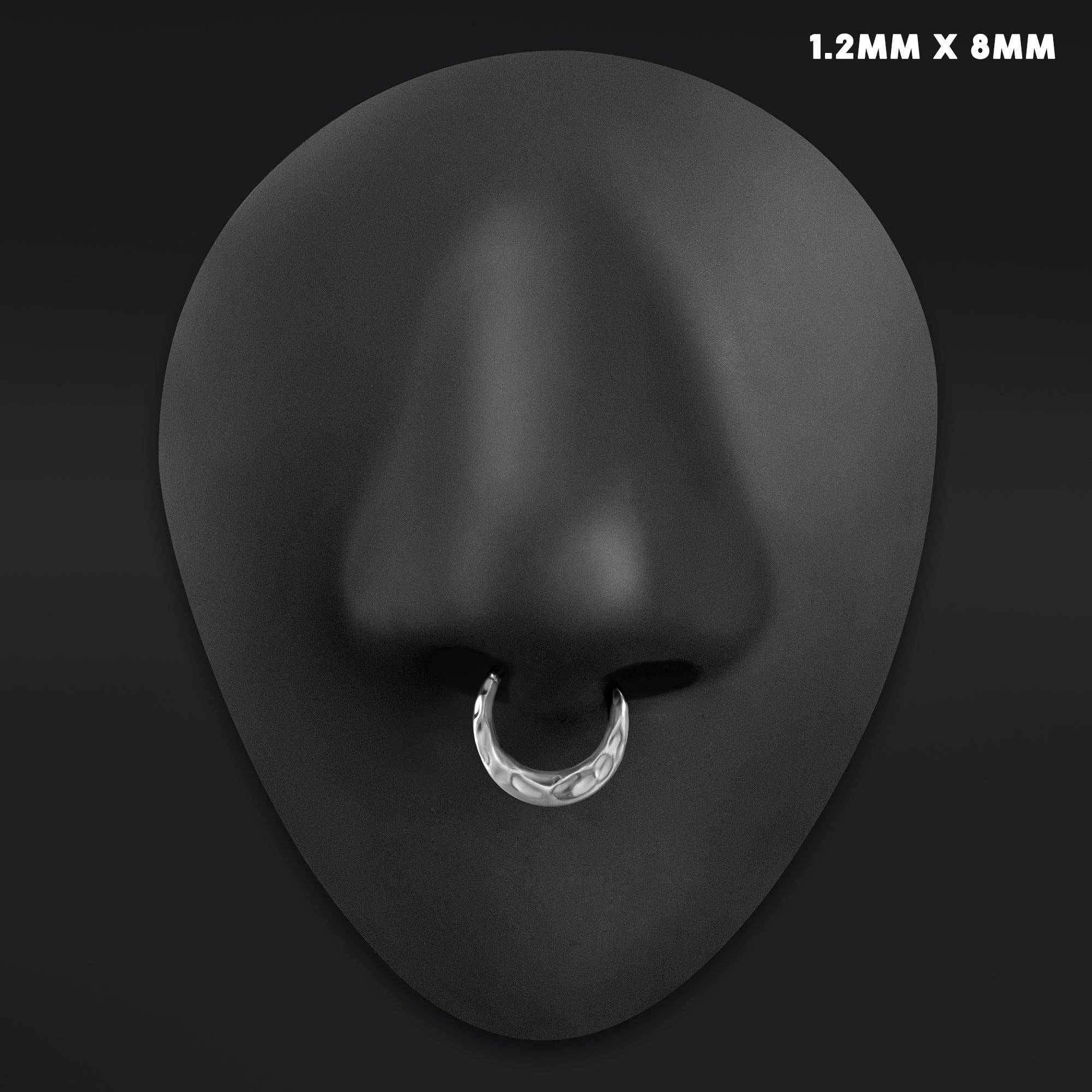 Custom Plugs – wholesale Nose ring – Silver Hammered Dome ASTM F136 Titanium Segment Clicker Septum Nose Ring1