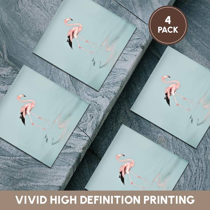 3dRose – Base de copos por atacado – 3dRose, Flamingo Cor-de-Rosa a Caminhar em Água Calma, Base para Copos5