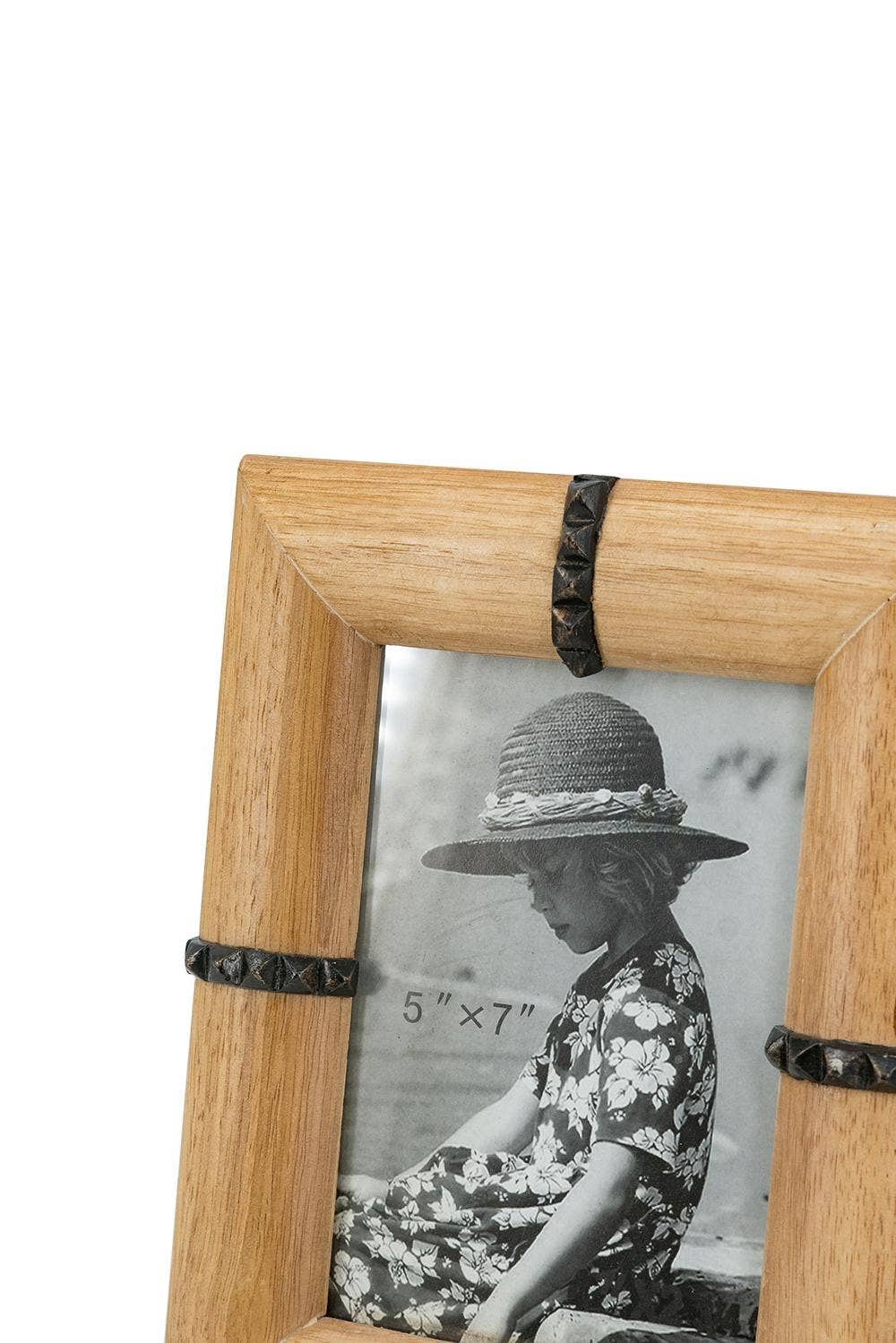 A&B Home Group Inc. - Wholesale Picture Frame - 8x10.5" Rustic Oak Studded Photo Frame - 5x7" Opening3