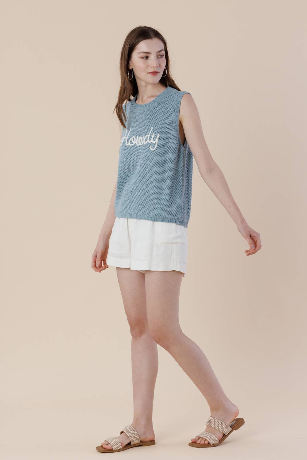 A & SHE - Wholesale T-Shirt - Women's - Howdy Embroidery Sweater Tank – Western Sleeveless Vest12