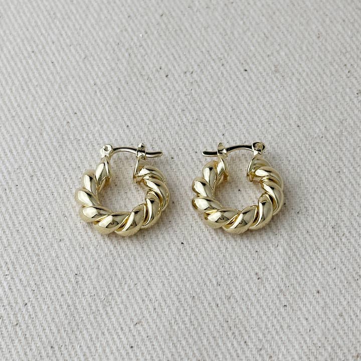 GoldFi - Wholesale Hoop Earrings - 18k Gold Filled Twisted Tube Hoop Earrings - The Croissant Hoops