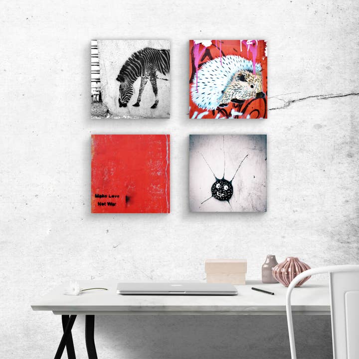 photo square 10x10cm - street art on wood for wholesale by Kila-Photography - Deine Stadt auf Holz
