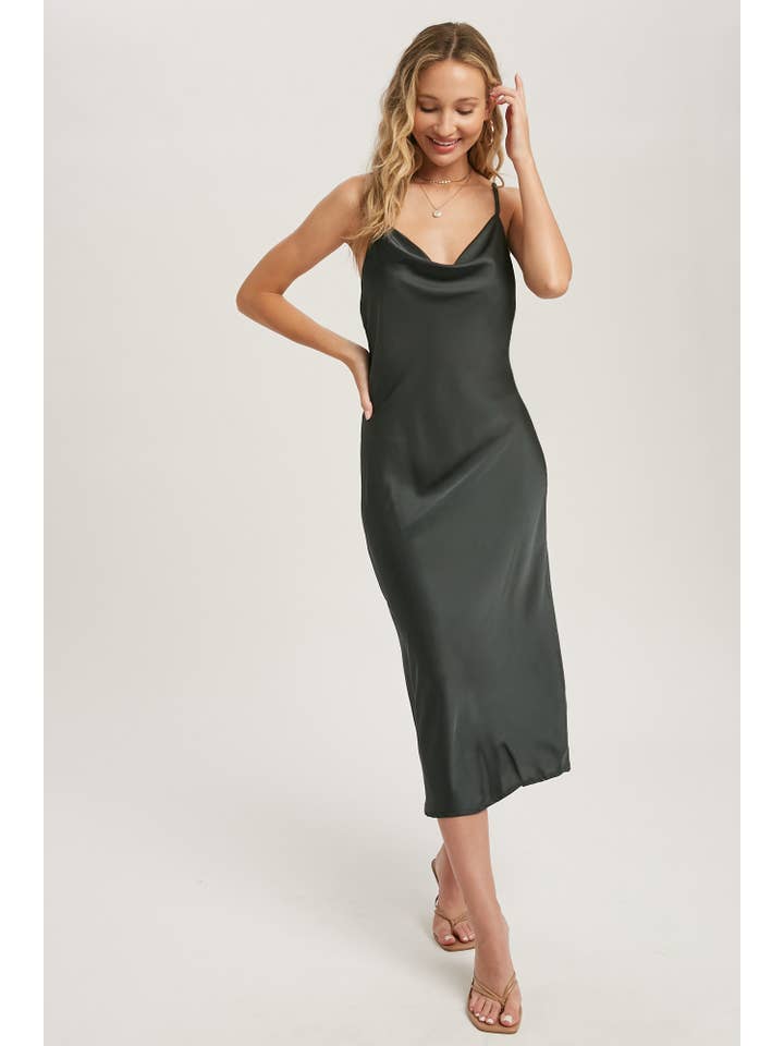 Bluivy - Wholesale Dress - Women's - SATIN DRAPED NECK MIDI SLIP DRESS9
