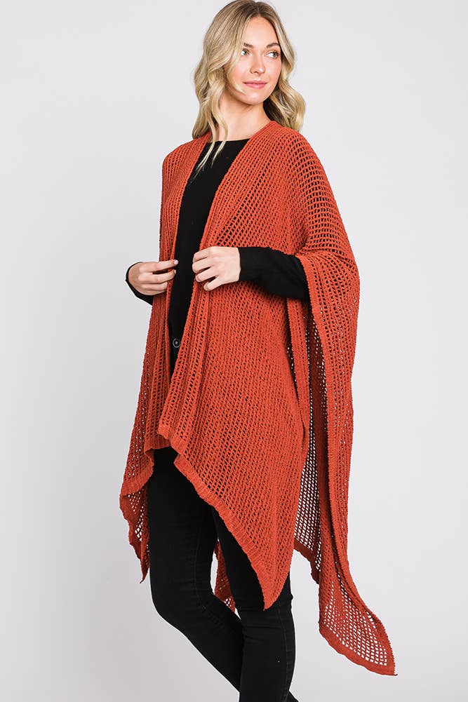 Hana - Wholesale Cardigan - Dames - Solid Chenille Crochet Ruana52