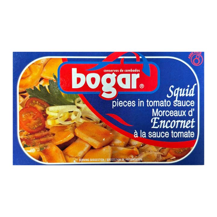 Squid Pieces in Tomato Sauce, Bogar for wholesale by Solfarmers INC